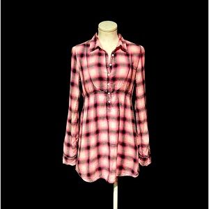 Victoria’s Secret Pink Plaid Long Sleeve Collared Dress or/and Top!